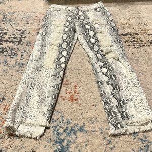 POL snake print distressed jeans size S